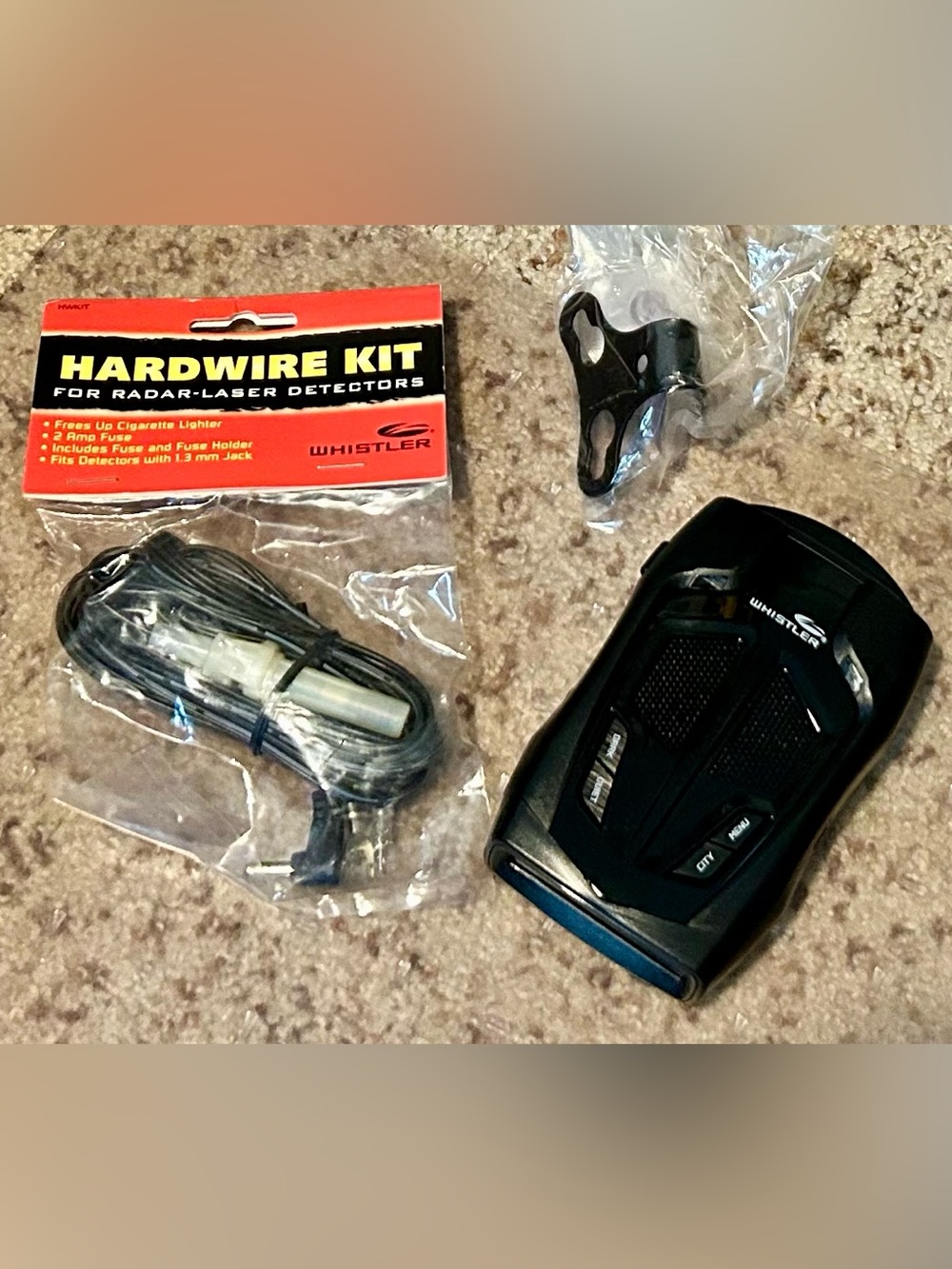 Black Radar/Laser Detector with Hardwire Kit - Black